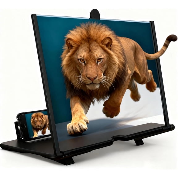 12 Inch Screen Magnifier Version, 2026 New Mobile Phone 3D HD Magnifying Projector Screen Enlarger for Movies, Videos and Gaming, Foldable Holder Stand Compatible with All Phones Red 12 in