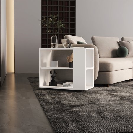 Elegant White Side Table With Two Shelves For Display Robust And Long-lasting Use
