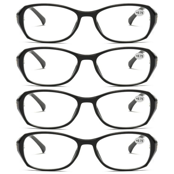 4 Pairs Womens Ladies Blue Light Blocking Reading Glasses Readers for Reading Paper work 0.75
