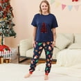 thumbnail image 5 of Odeerbi Christmas Pajamas for Family Holiday Short Sleeve Family Christmas Pajamas Matching Sets Mom Casual Print Top with Bottom Outfits Home Wear Sleepwear Family Matching PJs Set Blue, 5 of 7