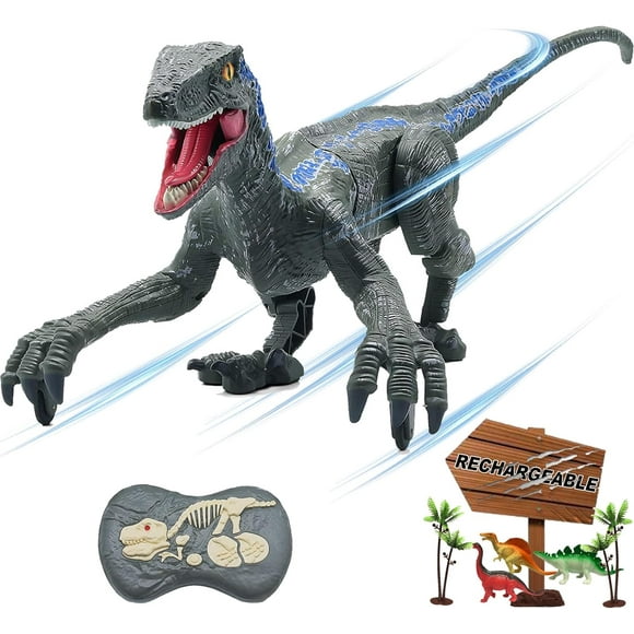 Remote Control Dinosaur Toys for Boys Kids Girls 3 4 5 6 7 8 Electronic RC Robot Toy Walking Roaring Velociraptor Realistic 18.1" Jurassic Dino Rechargeable Raptor Blue Birthday Gift