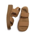 thumbnail image 2 of Pennysue Women's Platform Wedges Sandals Brown Elastic Ankle Strap Sandals 6M, 2 of 7