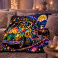 thumbnail image 6 of Hippie Van Road Trip Adventure Under Starry Night, Mystical Woodland Scene, Warm Flannel Blanket for Cabin and Lodge, Animal Lovers Camping Gift, Fantasy Home Decor, 6 of 9
