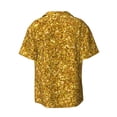 thumbnail image 6 of Lafuoo Gold Glitter Pattern Men's Cuban Collar Short Sleeve Shirt, Button-Down Resort Beach Pocket Shirt-Large, 6 of 7