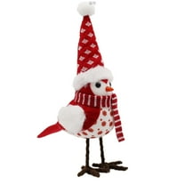 Christmas Red Simulated Bird Figurine Winter Decor - Cute Featherly Friends Ornaments for Table Top, Tiered Trays and Cardinal Gifts
