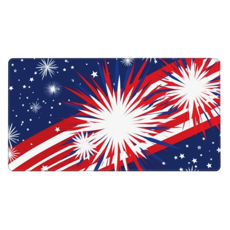 ZICANCN Gaming Mouse Pad, Patriotism Blooming White Stars Large Mouse Mat Desk Pad, Keyboard Mouse Mat, 15.8x29.5 inch
