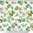 thumbnail image 1 of Rideau de Douche Ornements de Noël Vintage Festif - Design Vert & Or, 1 of 4