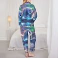 thumbnail image 3 of Pajama Sets for Women 2 Pcs, Aurora Icy Blue Polar Bear Button Down Long Sleeve Sleepwear Lounge PJ Sets, 3 of 6