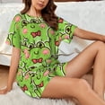 thumbnail image 4 of Sikiie Cute Green Frog Womens Pajama Sets Short Sleeve Top With Pants Sleepwear 2 Piece Lounge Set4X-Large, 4 of 6