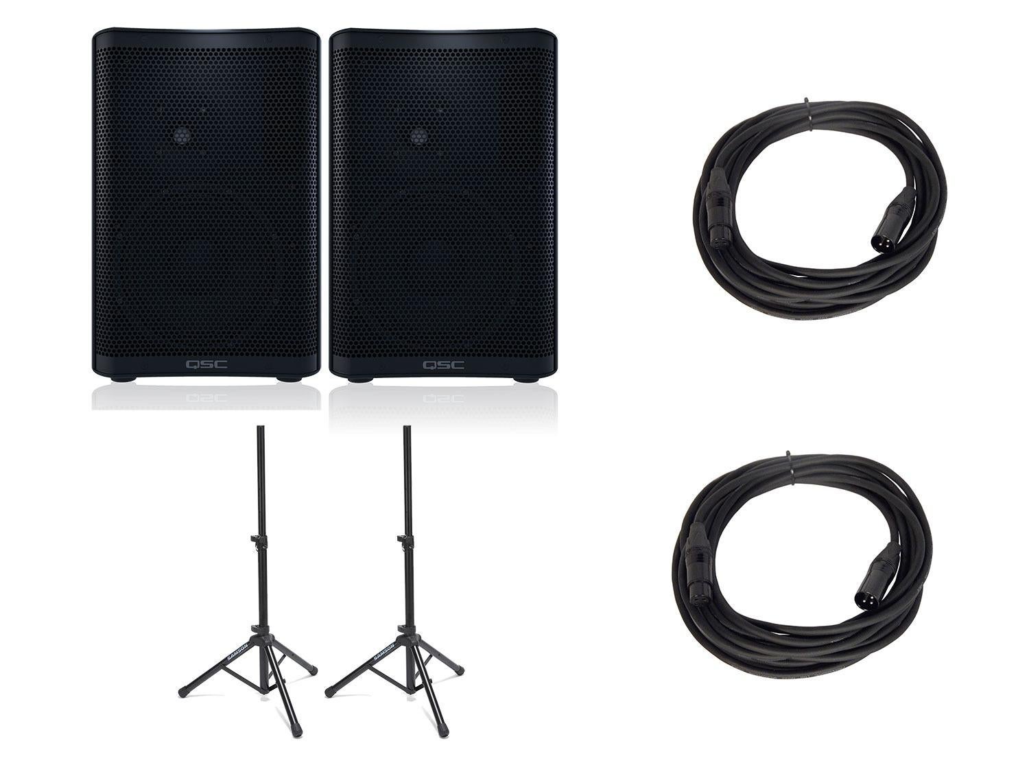 Buy QSC CP8 Powered PA Speakers with Stands and XLR Cables Online at Lowest Price in India