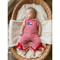 thumbnail image 6 of BemeyourBBs Toddler Baby 4th of July Outfit Patriot Independence Day Clothes Toddler Girl Summer Jumpsuit USA Flag Embroidery Sleeveless Waffled Striped Bell Bottom Overall Pants, 6 of 9