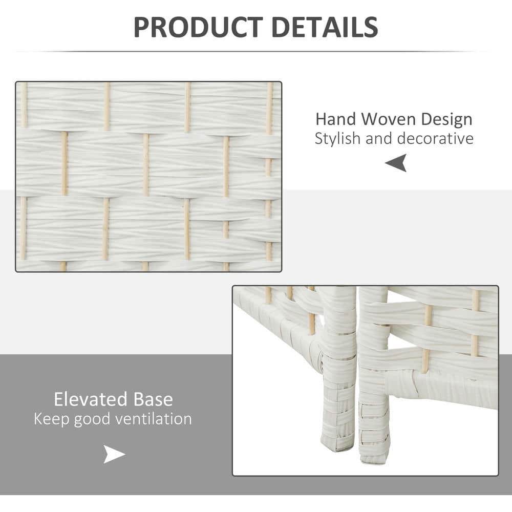 Spaco 3 Panel Folding Privacy Screen, 6FT Tall Portable Weave Partition Wall Divider, Room Divider for Indoor as Living Room, Entryway, White