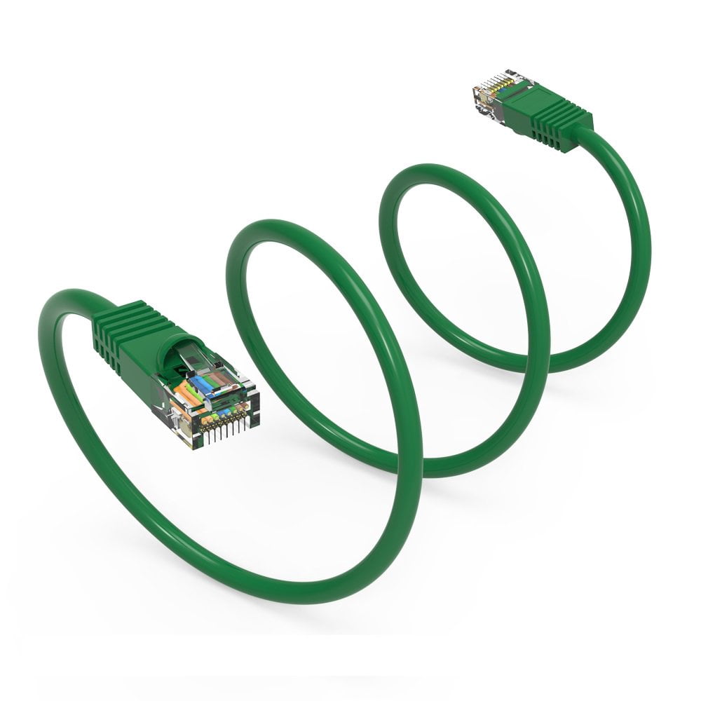 FireFold Cat5e Ethernet Patch Cable 4ft Green with Gold Plated RJ45 Connectors – 350 MHz High Performance Patch Cord – 4 UTP 24 AWG Stranded Copper Pure Conductors with PVC Jacket