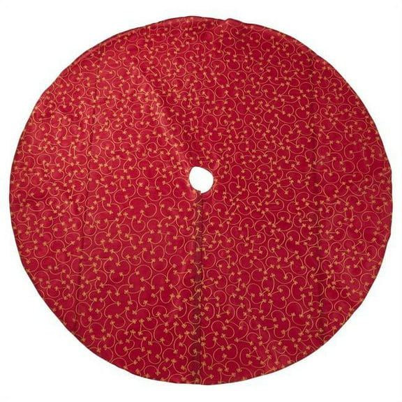 Saro Lifestyle 38TRS.BU70R 70 in. Ari Embroidered Christmas Tree Skirt, Burgundy