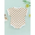 thumbnail image 4 of Franhais Infant Baby Unisex Casual Romper, Plaid Printed Short Sleeve Round Neck Triangle Bodysuit, 4 of 7