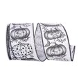 thumbnail image 1 of Reliant Ribbon 93693W-982-40F 2.5 in. Jackolantern Pumpkin Monotone Linen Wired Edge Ribbon, White & Black - 10 Yards, 1 of 1