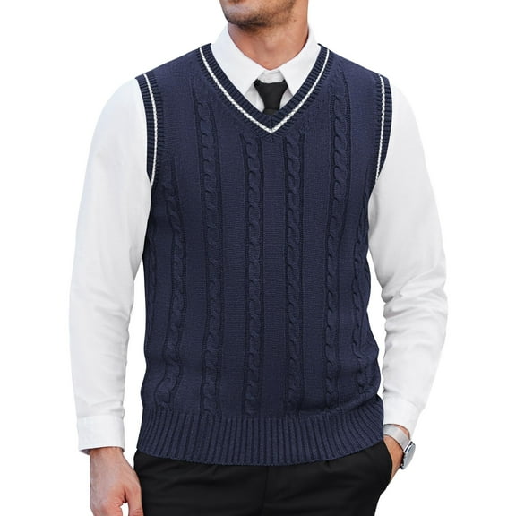 COOFANDY Men's V Neck Pullover Sweater Sleeveless Slim Fit Casual Knitted Sweater Vest