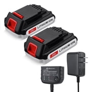 2-Pack 3.0Ah 20 Volt Lithium-ion Replacement LBXR20 Batteries + Battery Charger for Black Decker 20V Max