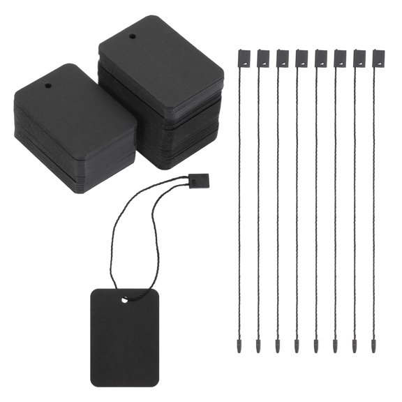 Price Tags and Hang Tag String Clothing Tag, 2"x1.4" Black String Tags for Clothes, Retail Store 200 Set