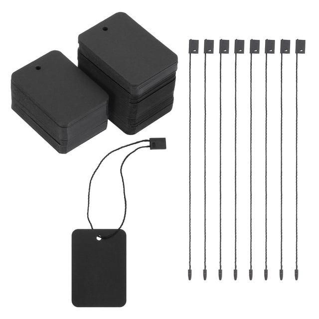 Unique Bargains Price Tags and Hang Tag String Clothing Tag, 2'x1.4' Black String Tags for Clothes, Retail Store 200 Set