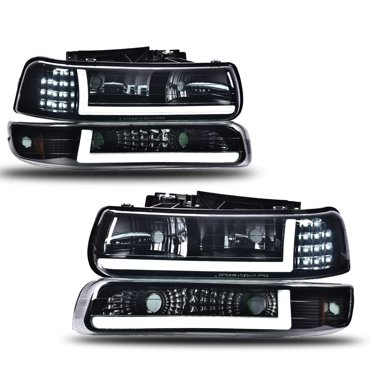 Jijiamotor13 LED Headlights + Fog Lights Combo For 99-02 Chevy Silverado, 00-06 Tahoe
