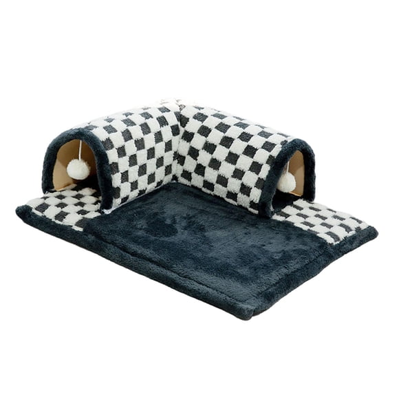 Cama túnel para gatos con tapete extraíble Tapete de juego para gatos Escondite Centro de actividades para gatos Negro M