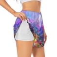 thumbnail image 2 of Disketp Colorful Purple Cosmos Flower Print Women's Shorts Workout Shorts for Athletic Gym Running Shorts with Phone Pockets Large, 2 of 8