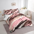 thumbnail image 3 of Manfei Modern Abstract Art Twin Bedding Sets 7-Piece, Pink Stripes Geometric Bedding Comforter Set, Oil Printing Reversible Sheet Sets, Lightweight Room Decor, 3 of 7
