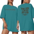thumbnail image 2 of TSADFHJI T-Shirts pour Femmes Coupe Ample Col en V Mode Décontractée Haut Col Rond T-Shirts Été Manches Courtes T-Shirts Amples Décontractés Haut m Bleu, 2 of 6