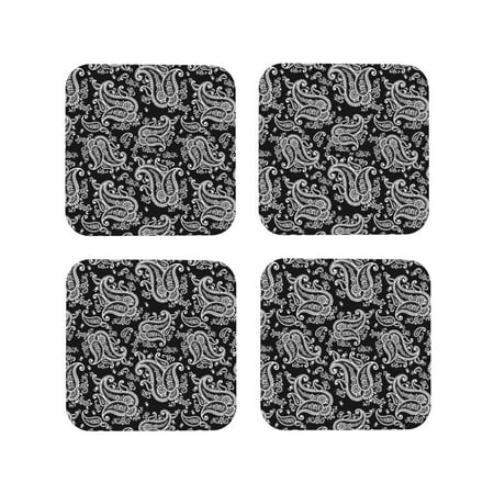 

Drink Coasters Set of 4 Paisley Pattern No.90122 Leather Coasters for Coffee Table Protector Heat Resistant Cute Coasters for Home Decor Housewarming Gifts Bar Kitchen 4 Inch Square