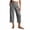 Black, variant on Womens Gingham Plaid Drawstring High Waist Cropped Wide Leg Capri Pants Dual Side Hand Pockets Lightweight Woven Loose Flow Casual Everyday Trousers