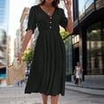 thumbnail image 2 of Abtuhar Women Summer Dresses 2025,Casual Dresses for Women,Fashion Casual Loose Solid Pocket Dress Round Neck Short Sleeve Long Summer Large Hem Dress, 2 of 4