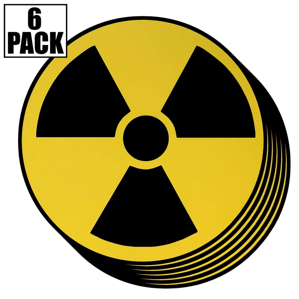 Radiation Hazard Warning Label, 3" Round, Pack of 6 Decals, Coated