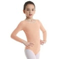 thumbnail image 2 of Aiihoo Kids Girls Ballet Dancer Gymnastics Leotard Long Sleeve Ballet Bodysuit Plain Dance Unitard Training Top Apricot 4, 2 of 6