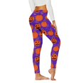 thumbnail image 4 of Halloween Women's Workout Leggings with Pockets High Waisted Tummy Control Stretch Activewear Running Yoga Pants(Purple,XXL), 4 of 5