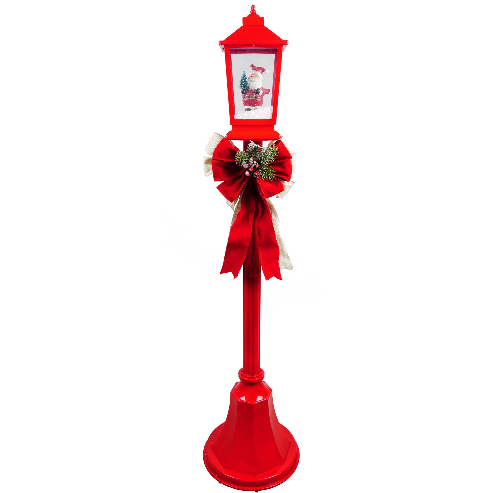Holiday Time Christmas Lamp Posts With Snow Blowing Scenes Clear Light