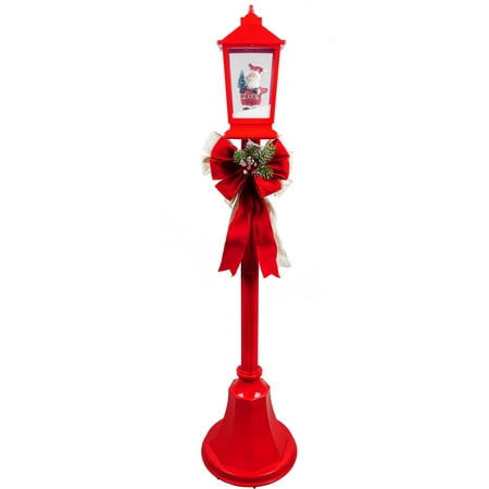 Holiday Time Christmas Lamp Posts With Snow Blowing Scenes 