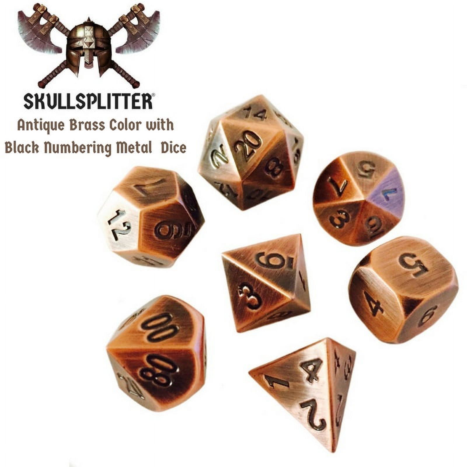 Thieves Tools with Antique Brass Color with Black Numbers Metal Dice -