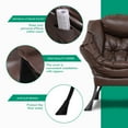 thumbnail image 3 of VIVIJASON Modern Lazy Chair Faux Leather Accent Lounge Chair with Armrests, Brown, 3 of 7