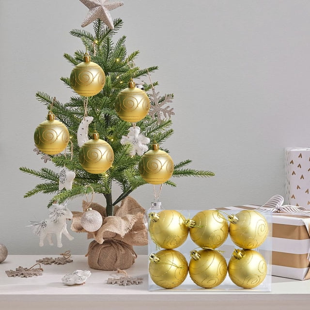 RKSTN Hanging Ball 8cm6pcs Matte Christmas Ball Plastic Christmas Ball Layout Christmas Tree Pendant