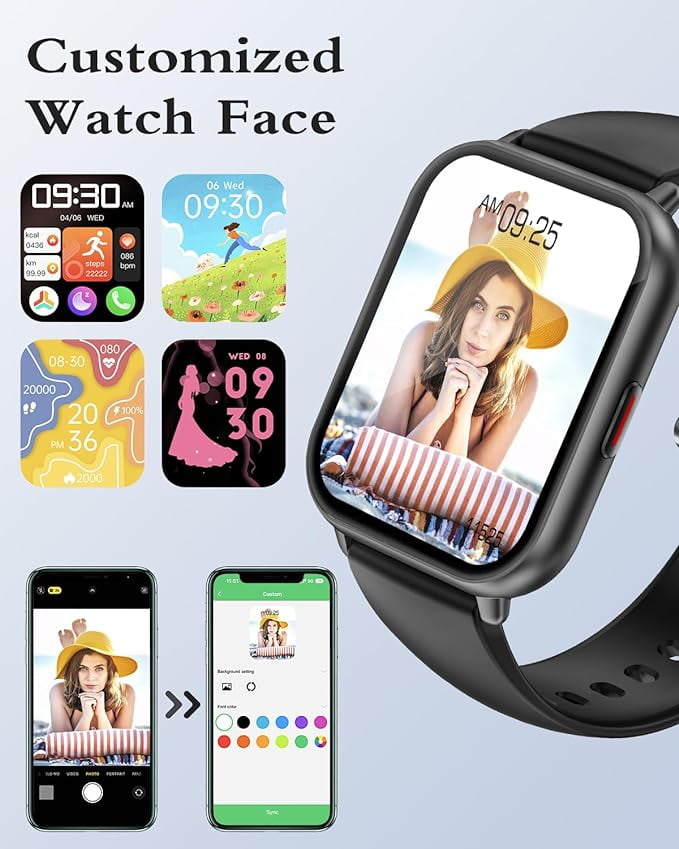 SupDevice Smart Watches with BT Call/Message Reminder, 1.85" HD Touch Screen, 100+ Sports/Fitness Tracker, Music Control (PINK)