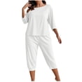 thumbnail image 6 of Vetsdori Plus Size Pajamas Sets for Women Long Sleeved PJS Soft Sets Nightwear,Spring Summer Sleepwear Plain Womens PJ Sets, 6 of 6