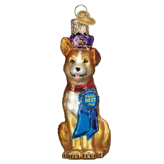 Old World Christmas World's Best Dog Glass Blown Ornament for Christmas Tree