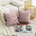 thumbnail image 5 of FloreceBien Pack of 2 Soft Plush Short fleece Velvet Decorative Embrace Pillowcase Plush Style cushion Cover Sofa, 18x18 inches, 5 of 5