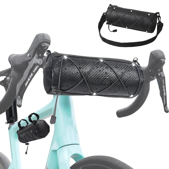 Waterproof Bike Handlebar Bag - 2L Front Frame Roll Pouch with Shoulder Strap, Road Mountain Bicycle Professional Cycling Travel Accessories, Multi-functional Storage, Installable Frame Seat Bags