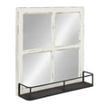 thumbnail image 3 of Kate and Laurel Jackson Distressed Wood Windowpane Mirror with Metal Shelf, White, 3 of 10