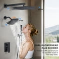 thumbnail image 4 of Shower System, Shower Faucet Set with 12-Inch Rain Showerhead and 2 in 1 Handheld Spray, Wall Mounted High-Pressure Showerhead Combo Set Included Valve and Trim, Matte Black, 4 of 6