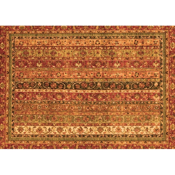 Ahgly Company Indoor Rectangle Oriental Orange Modern Area Rugs, 8' x 10'