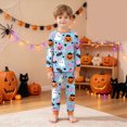 thumbnail image 2 of TOWED22 Toddler Baby Boy Girls Halloween Pajamas Set Kids Pumpkin Ghost Sleepwear 2 Pcs Pjs Cute Cartoon Print Long Sleeve Top and Pants for 1-10 Years(Sky Blue,8-9 Y), 2 of 9