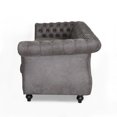 thumbnail image 4 of Noble House Aaniya Tufted Microfiber Sofa, Slate, Dark Brown, 4 of 10